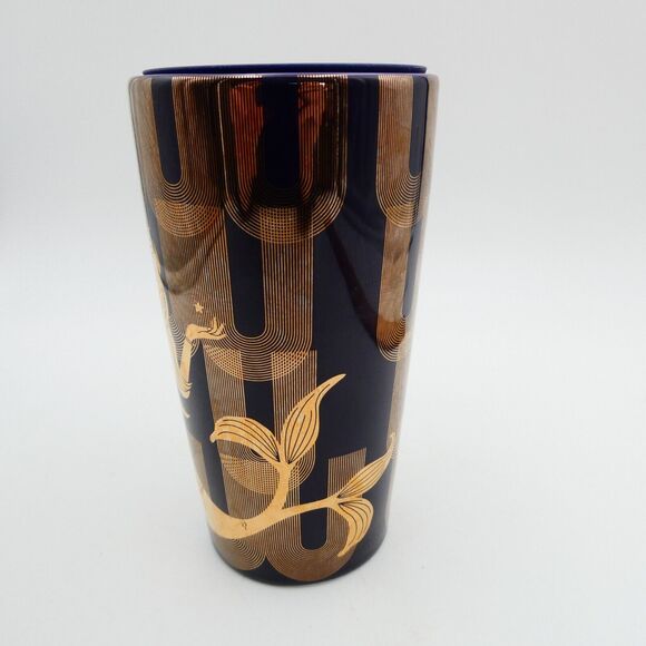 Starbucks Ceramic Travel Tumbler Mug Purple Gold Siren Mermaid 12 oz Swivel Lid - Picture 4 of 9